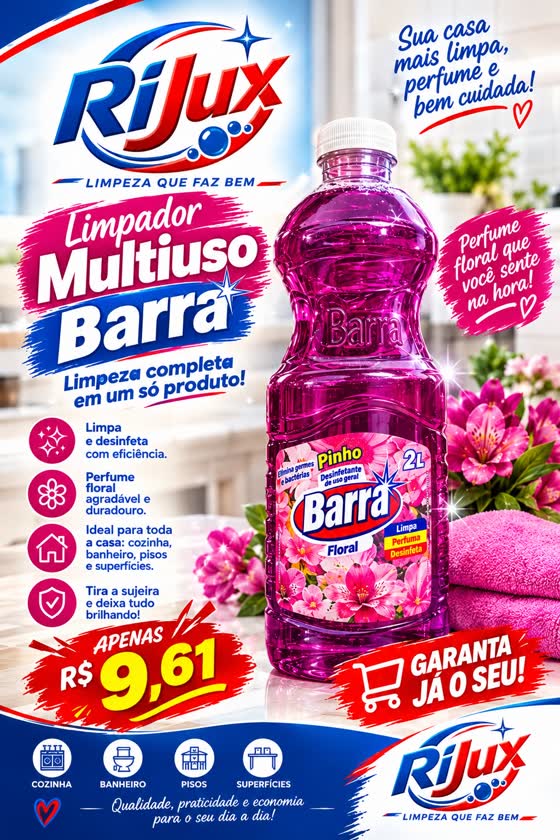 Panfleto Limpador Multiuso Barra Floral 2L